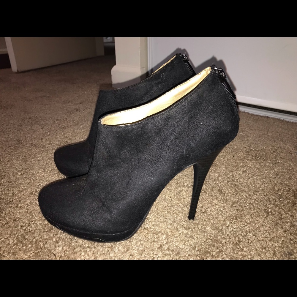 Black Suede Stiletto Booties
